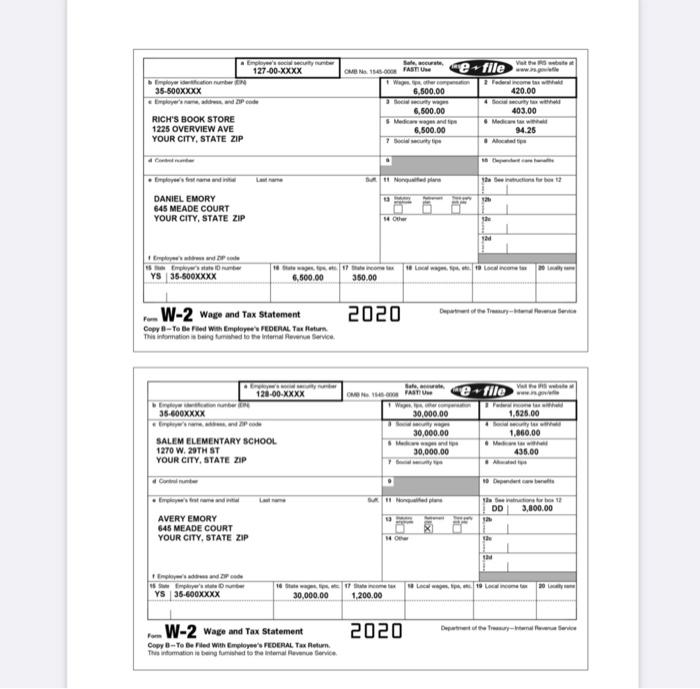 Numbers (EIN), replace the Xs as directed, or with any four digits