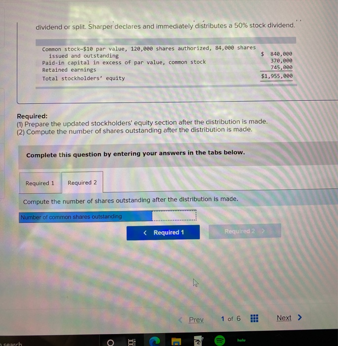 June 30, Sharper Corporation's stockholders' equity section of its balance sheet appears