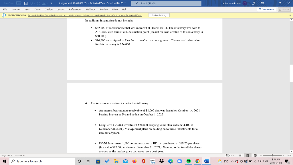 HA Assignment 42-W2022 (2) - Protected ViewSaved to this PC- Scarch (Alti)