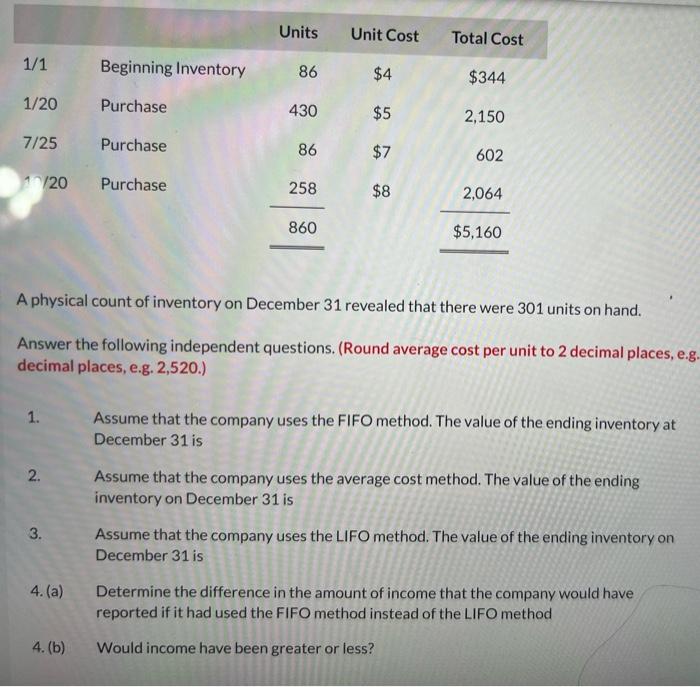 Can someone please help me with this problem? A physical count of