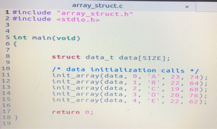 init.array0. The prototype is given in array-struct.h. 2. Write a function that