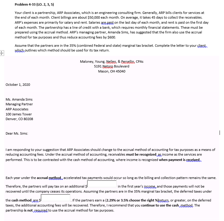  Please could you show the calculation? Thank you Problem 4-33 (LO.