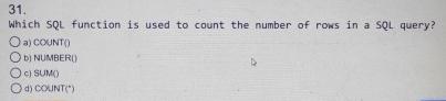  Which SQL function is used to count the number of rows