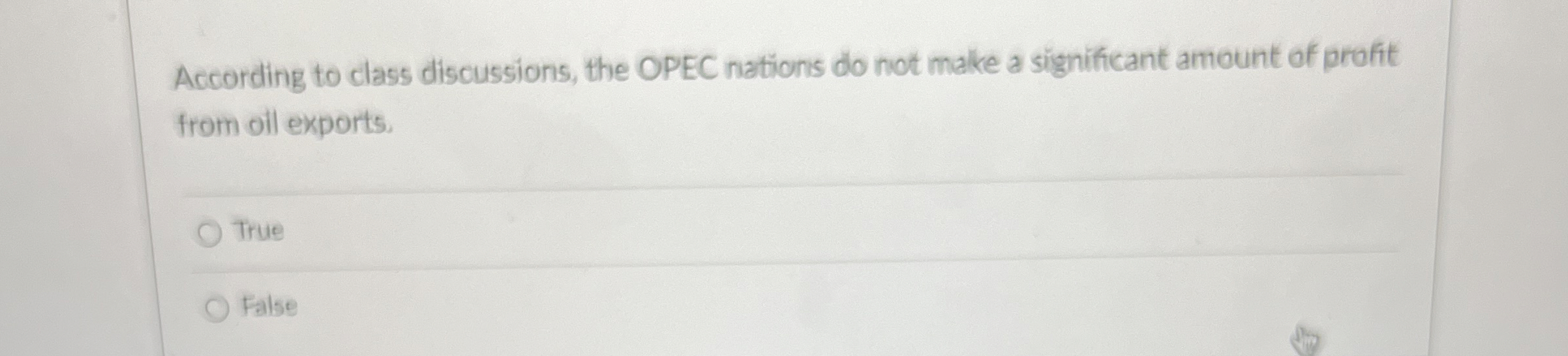  According to class discussions, the OPEC nations do not make a