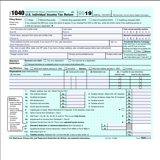 a Form 1040 COMPREHENSIVE PROBLEM :7-62 Dan M. and Cheryl A. Peters