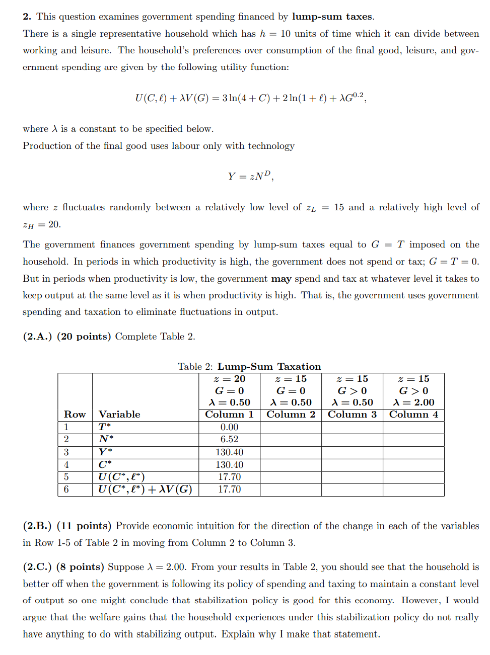  please answer part c 2. This question examines government spending financed