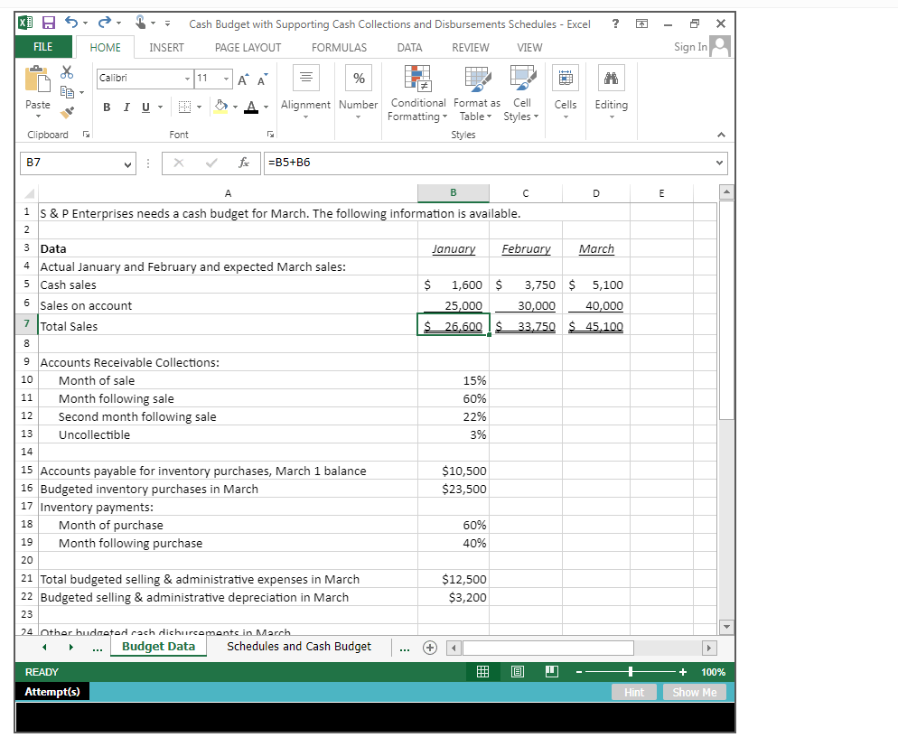 and Payments to suppliers. Use the information Included in the Excel Simulation