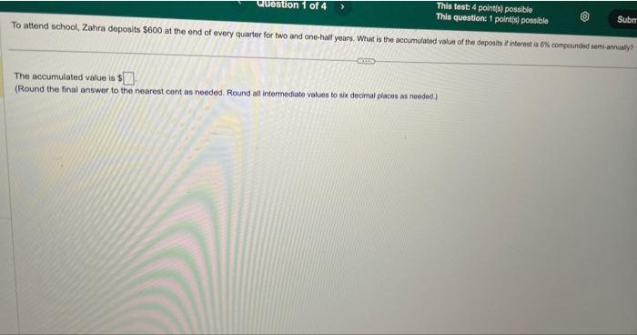  The Bccumulated value is 5 (Round the final answar to the