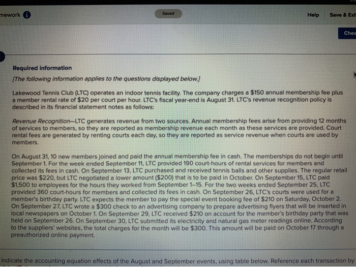  mework Saved Help Save & Ext Chec Required information (The following