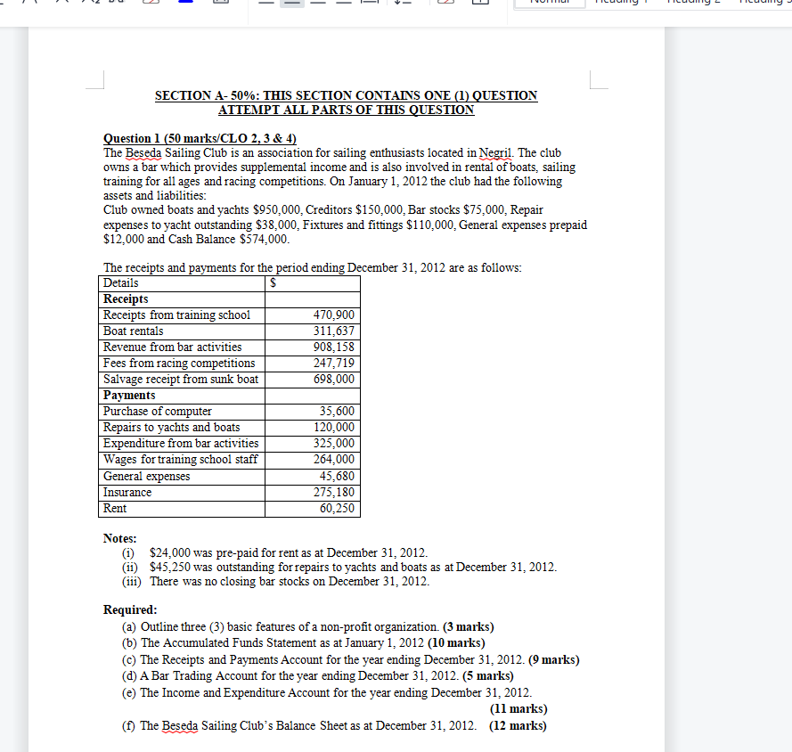  Question 1 (50 marks/CLO 2, 3 \& 4) The Beseda Sailing