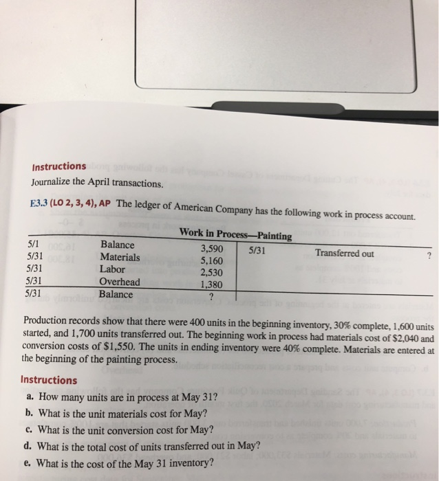  Instructions Journalize the April transactions. 53.3 (LO 2, 3, 4), AP