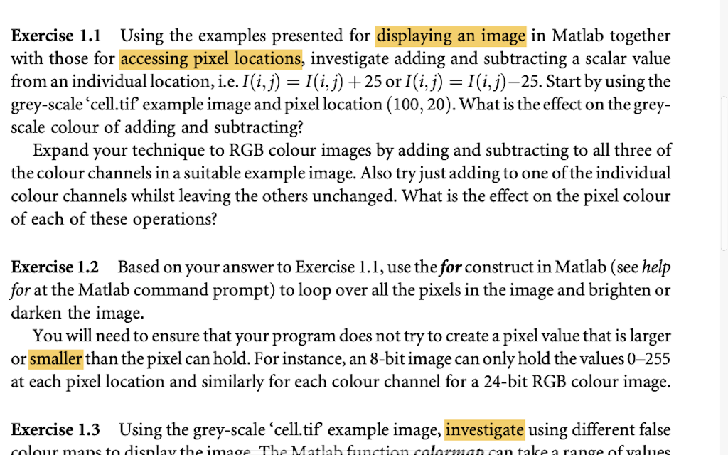  please use matlab to generate the code Exercise 1.1 Using the