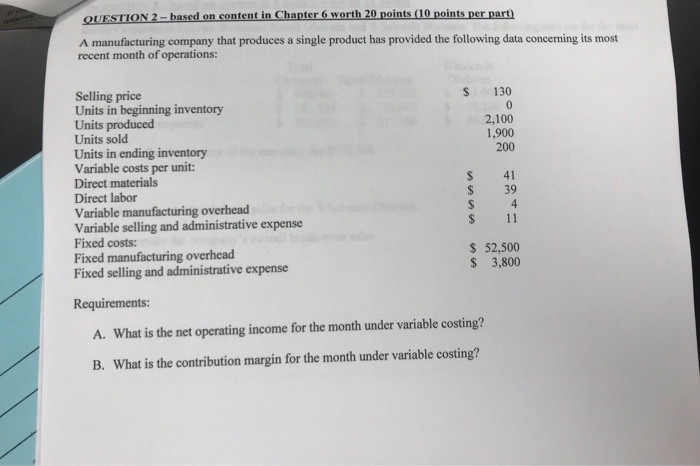 Corporation has provided the following contribution format income statement. All questions concern