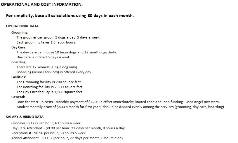 Using the Cost information, fill in the Cost Classification spreadsheet below. OPERATIONAL