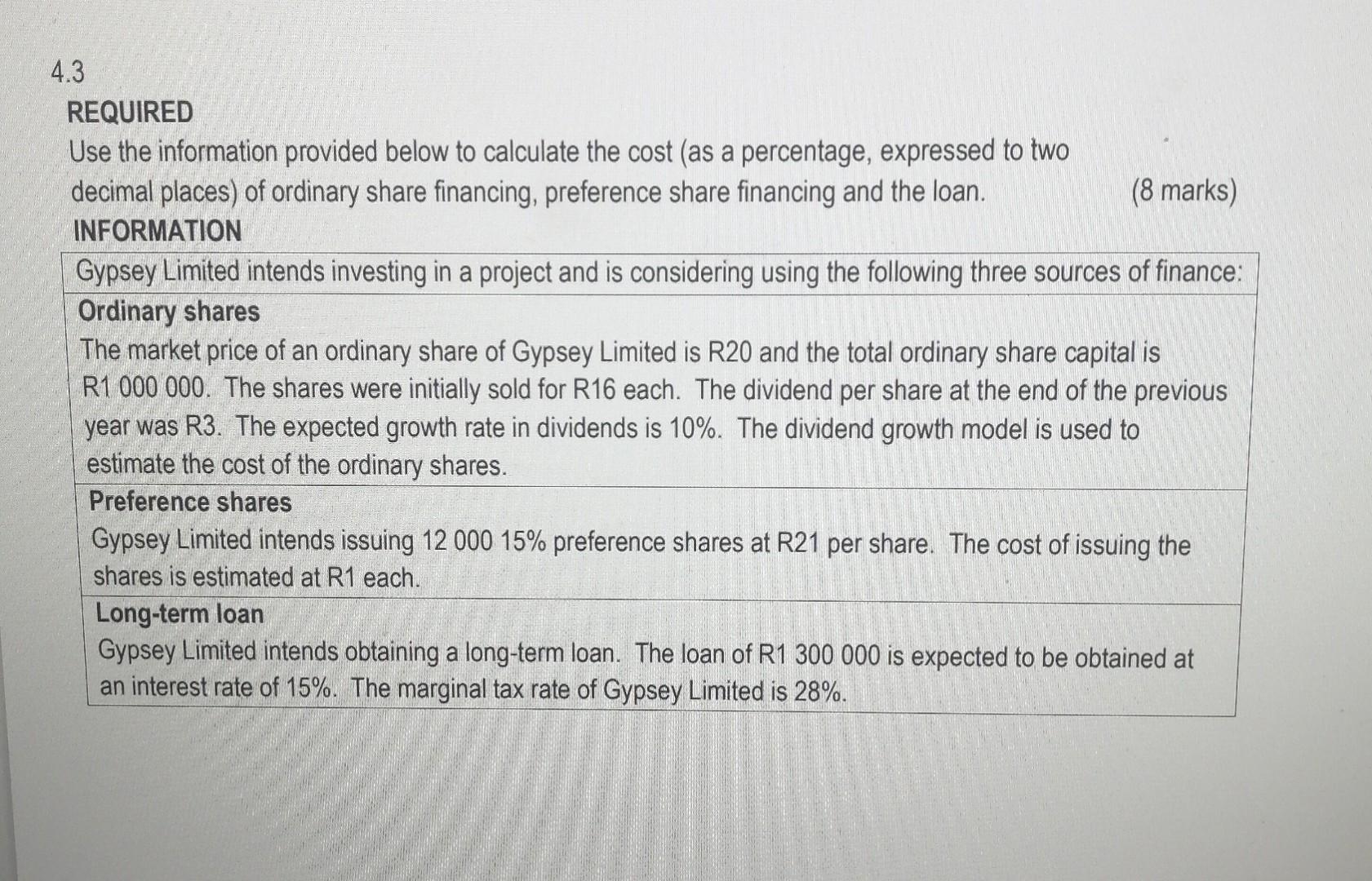 to calculate the cost (as a percentage, expressed to two decimal places)