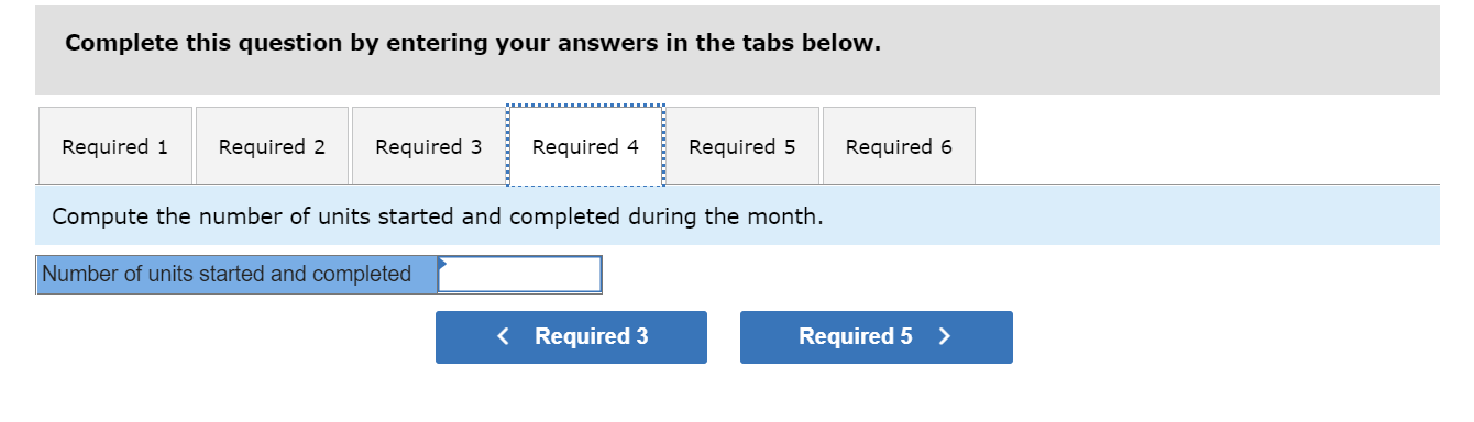 inventory Units started into production Units in ending inventory Units transferred to