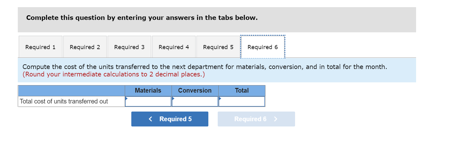 inventory Percentage completion of ending inventory Materials 60% 80% Conversion 40% 50%