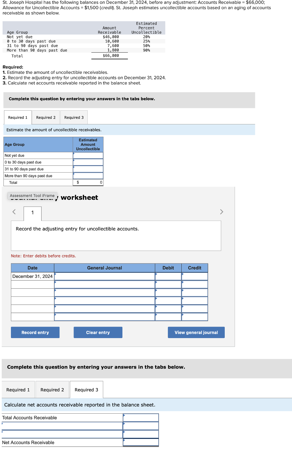  Assessment Tool iFrame, y workseet 1 Record the adjusting entry for