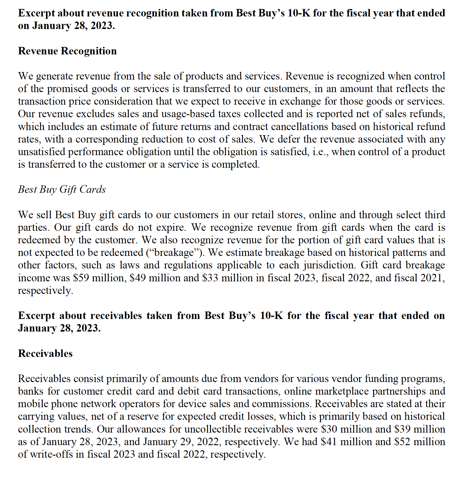 named: - Best Buy Income Statement. - Best Buy Balance Sheet. -