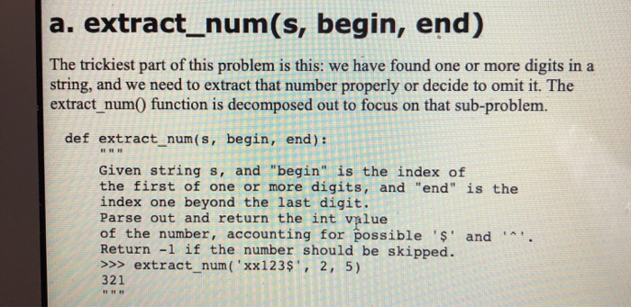 the index one beyond the last digit. Parse out and return the