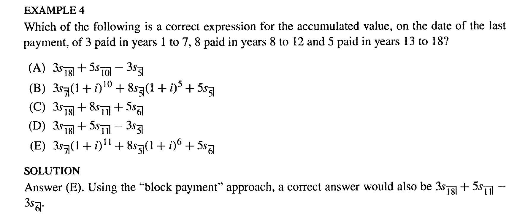 Why is that the answer E is equivalent to 3s(18) +