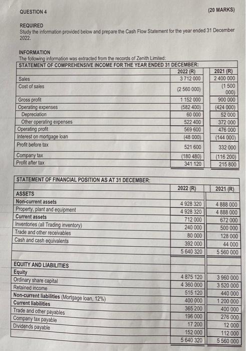 Help with calculations REQUIRED Study the information provided below and prepare the