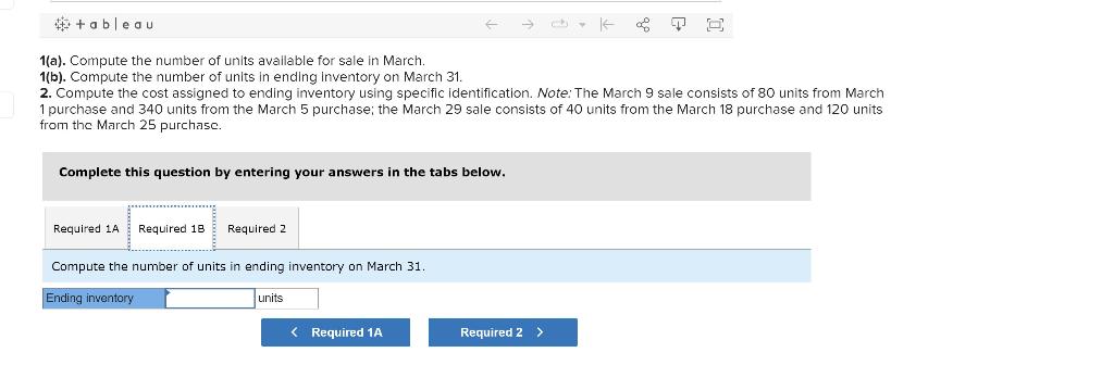 1. It entered into purchases and sales for March as shown in