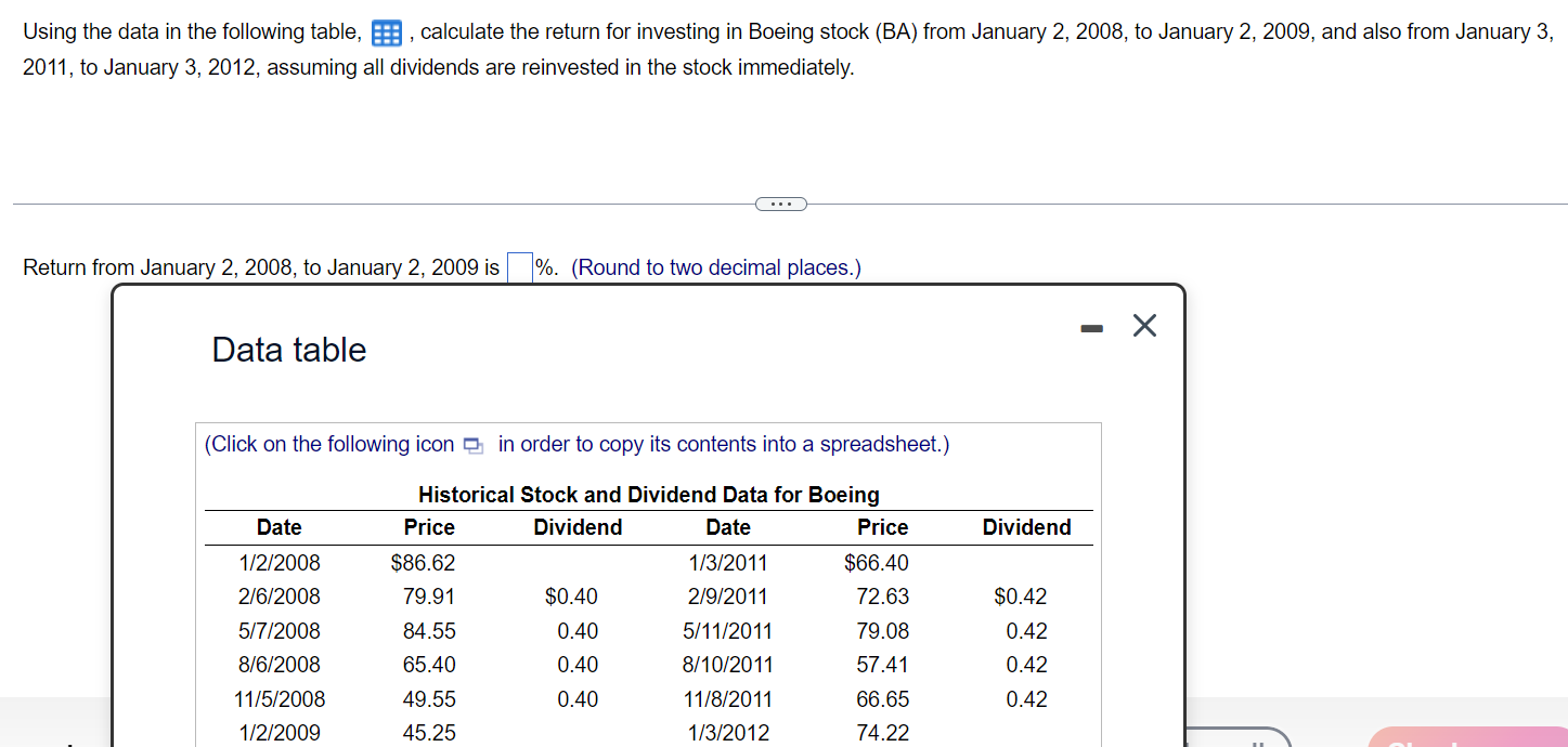 Using the data in the following table, _ , calculate the