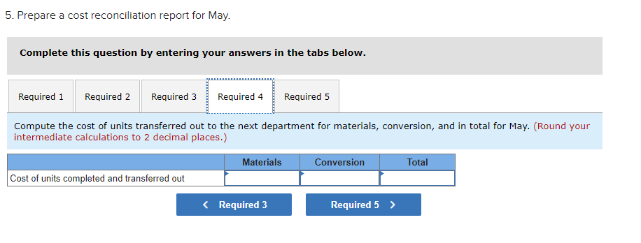 1. Compute the equivalent units of production for materials and conversion for