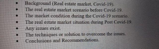  Need points for each title. (Finance) - Background (Real estate market,