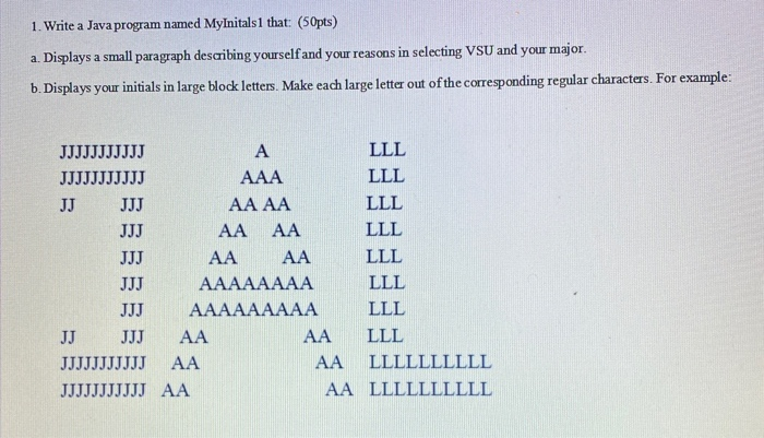 Can you help me with thr code to print my initials in