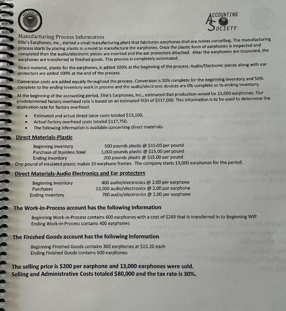 on the information provided in the next section, complete the following requirements: