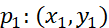 A line can be defined by two points, p1: (x1, y1) and