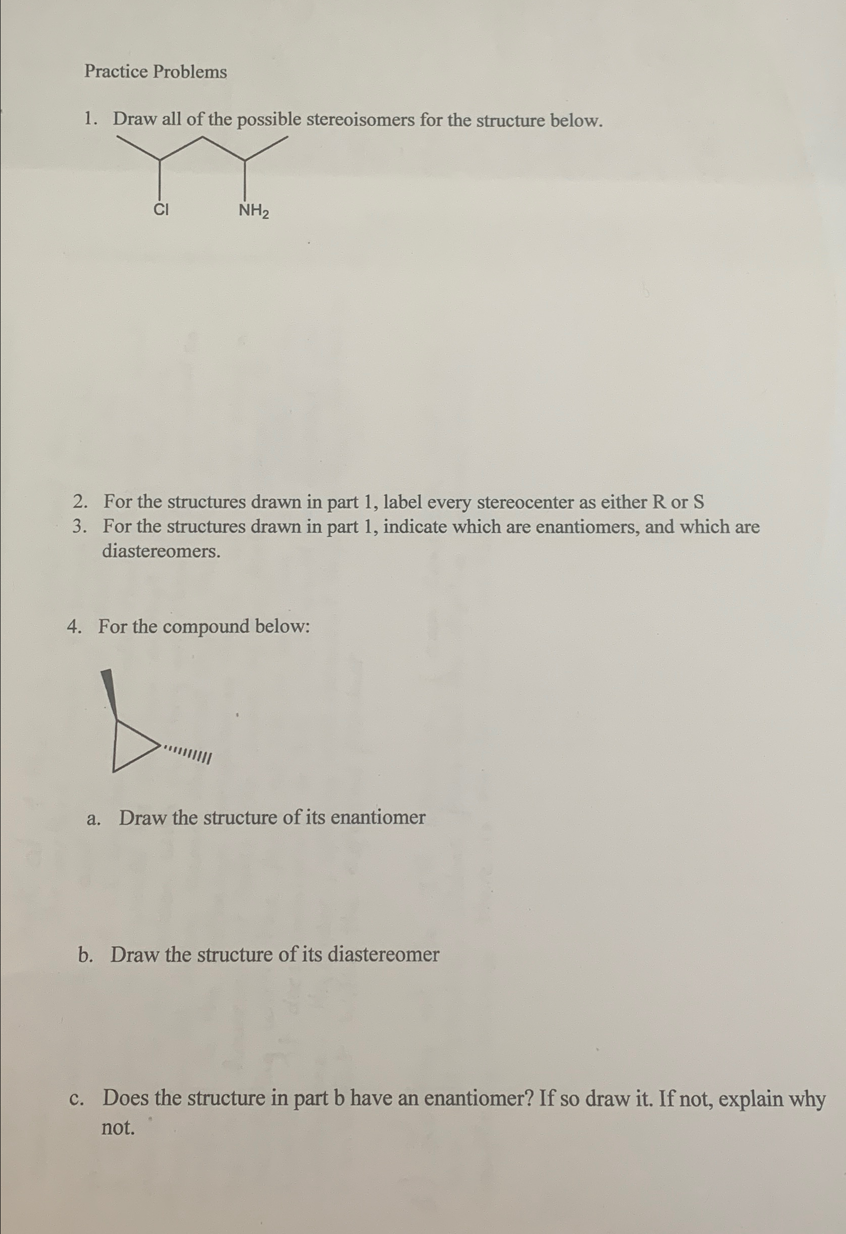  Practice Problems 2. For the structures drawn in part 1, label