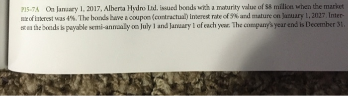  please do a-d P15-7A On January 1, 2017, Alberta Hydro Ltd.