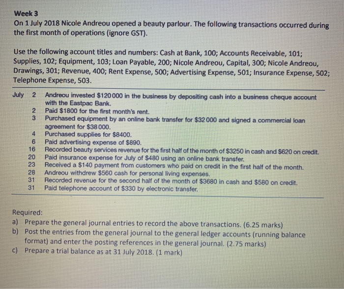  Week 3 On 1 July 2018 Nicole Andreou opened a beauty