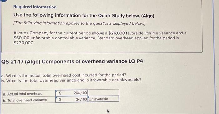  Required information Use the following information for the Quick Study below.