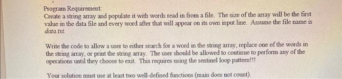 creat a simple search in java. no breaks or global varibles. Program