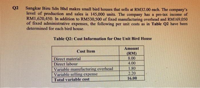 (DM), direct labour cost (DL), or production overhead cost (POH). (i) Wages