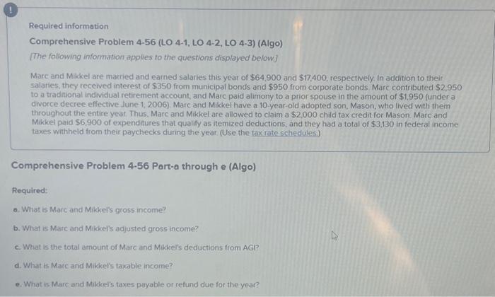  Required information Comprehensive Problem 4-56 (LO 4-1, LO 4-2, LO 4-3)