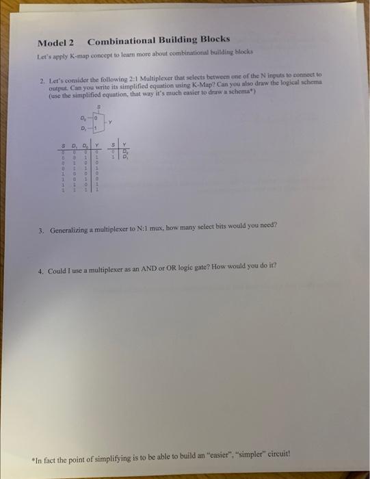  2. Let's consider the following 2:1 Multiplexer that selects between ane