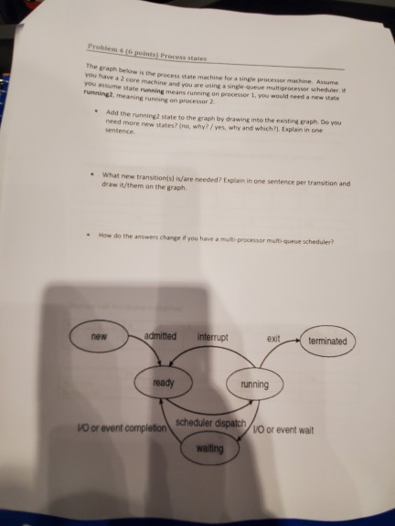 Problem 16 points) Process state the graph below is the process
