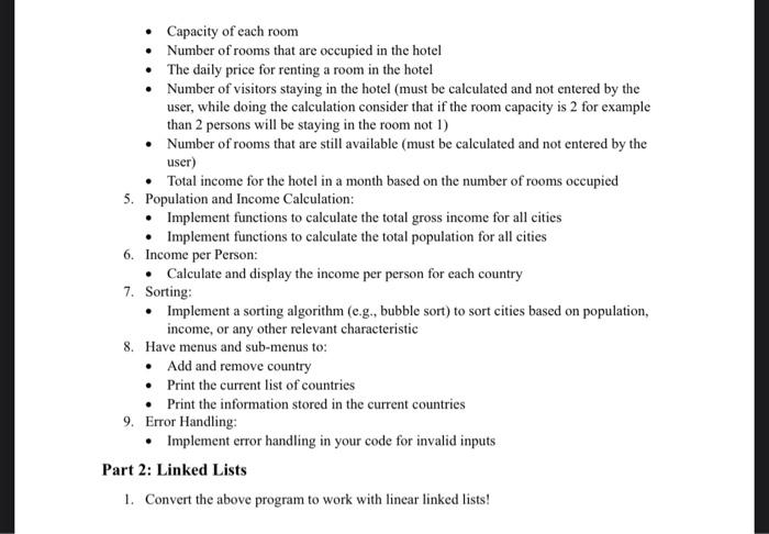 This semester you are asked to create a country management system. Part