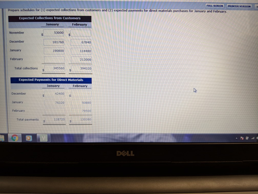monthly cash budgets. Relevant data from operating budgets for 2017 are as