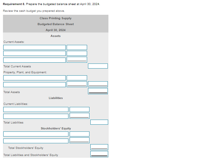 the icon to view the balance sheet.) Read the requirements. Data table