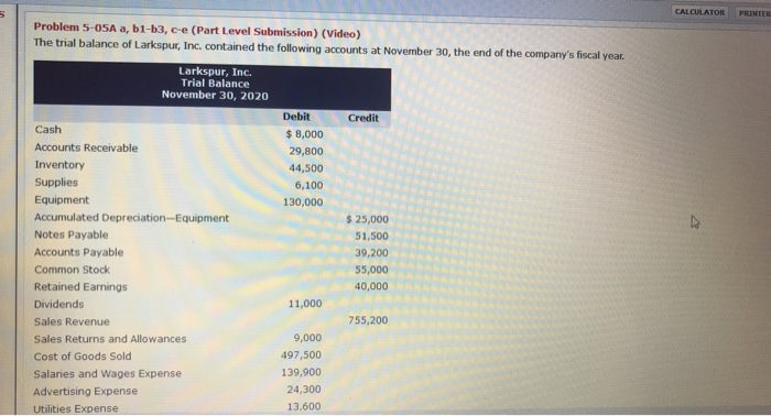  CALCULATOR PRINTER Problem 5-05A a, b1-b3, c-e (Part Level Submission) (Video)