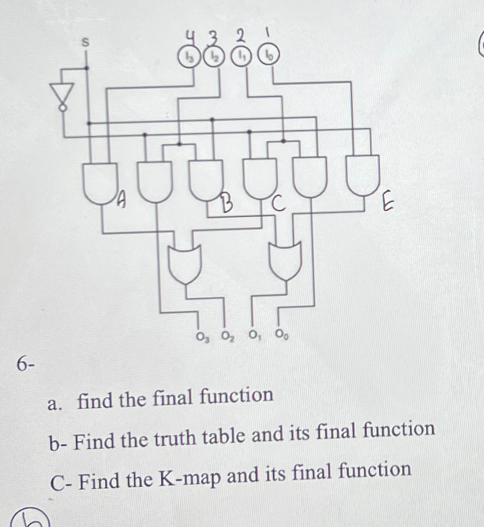  6- a. find the final function b- Find the truth table