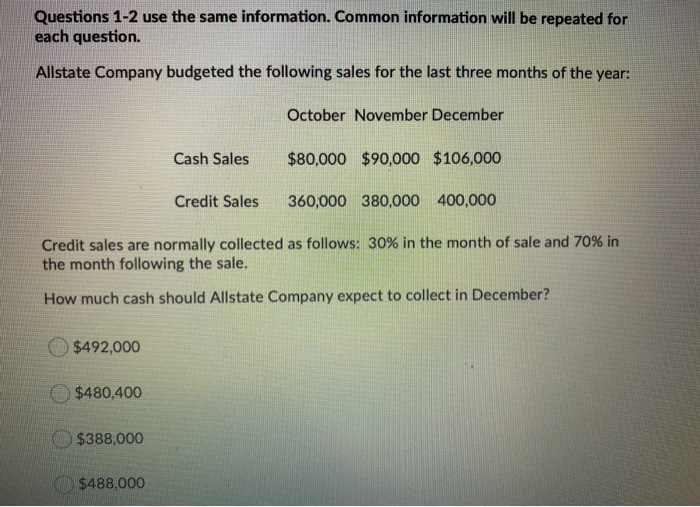  Questions 1-2 use the same information. Common information will be repeated