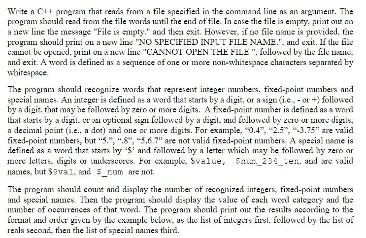  Write a C++ program that reads from a file specified in
