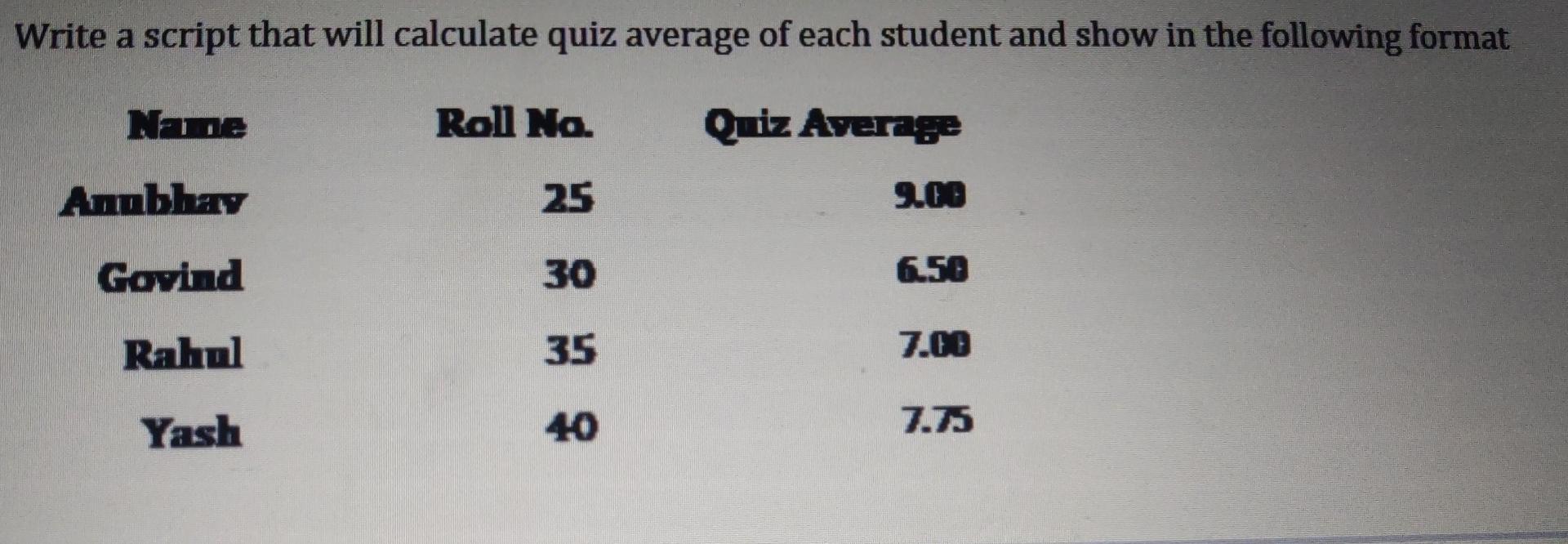 9 10 7 Govind 30 7 6 7 6 Rahul 35 6